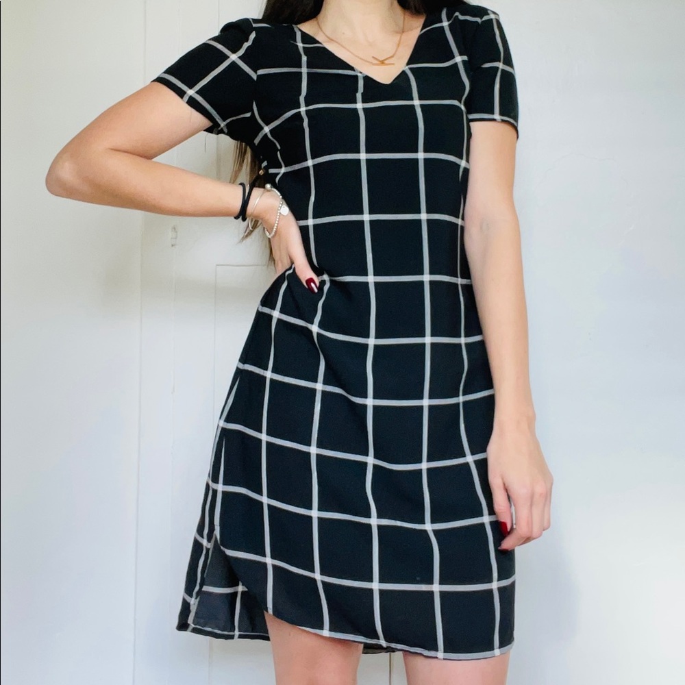 Black and white plaid dress